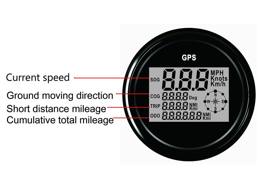 85mm Universal Car Mph Sog Cog Odo Trip Meter Gps Lcd
