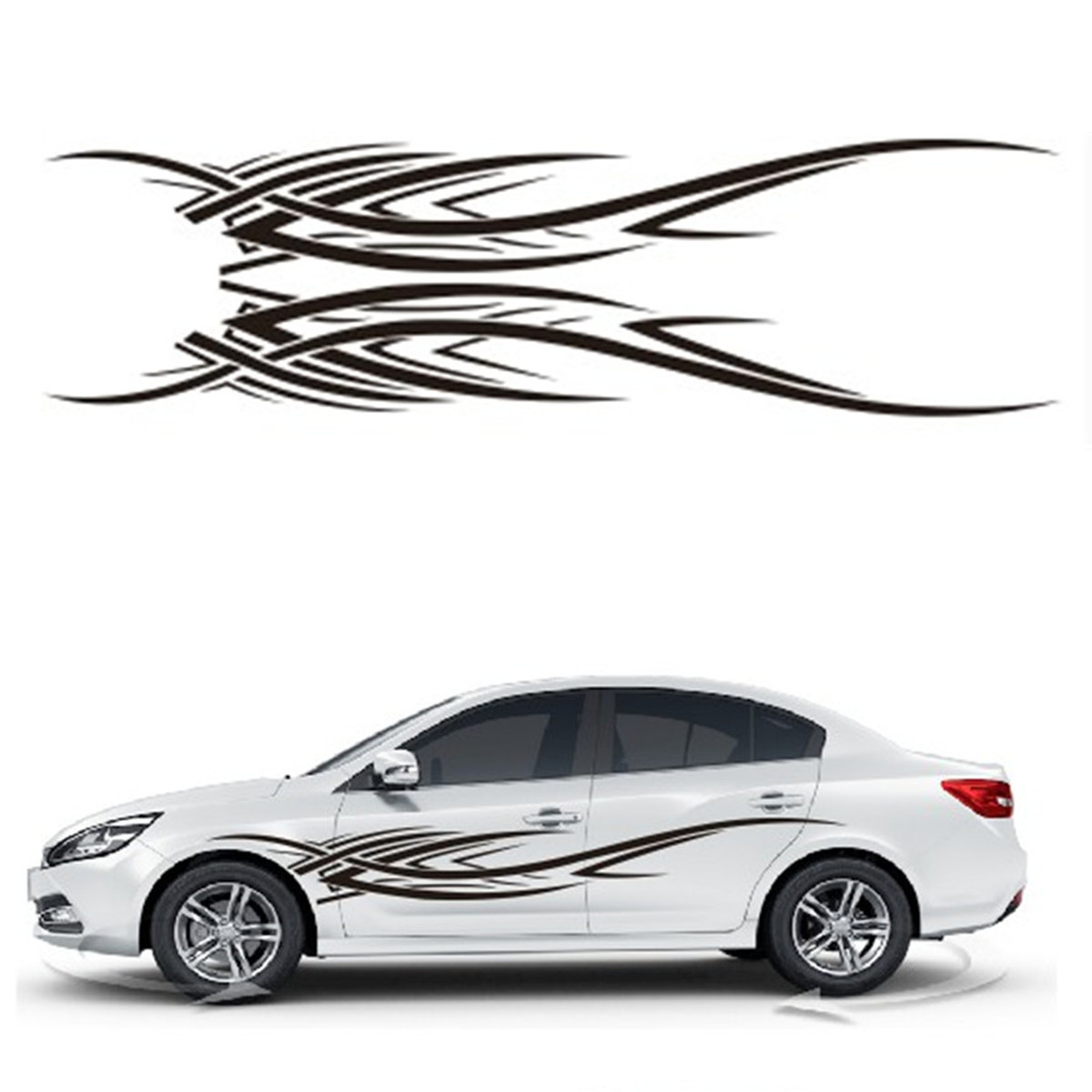 1Pair Racing Sports Vinyl Graphic Car Side Body Waistline Flames Decals Stickers