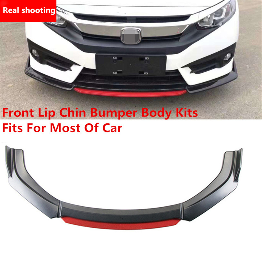 4x Universal Car Front Bumper Lip Spoiler Red Trim Splitter Body Kit 5483