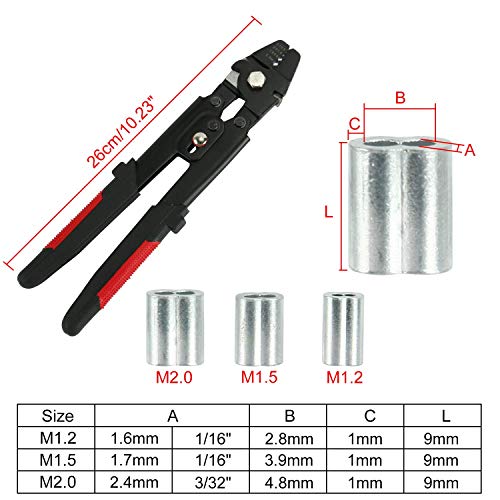 2.2mm Wire Rope Crimpers + 3 Size Double Barrel Ferrule Crimping Loop
