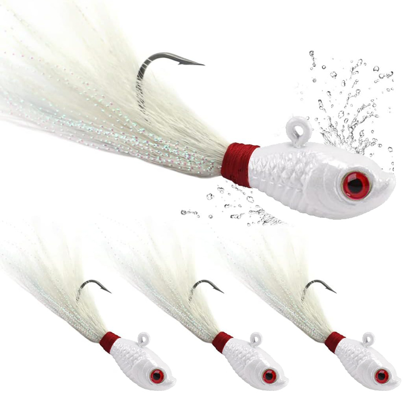 うさ Live Bait Jig Heads 10 Bucktail Jig Heads - Round Ball For Fluke