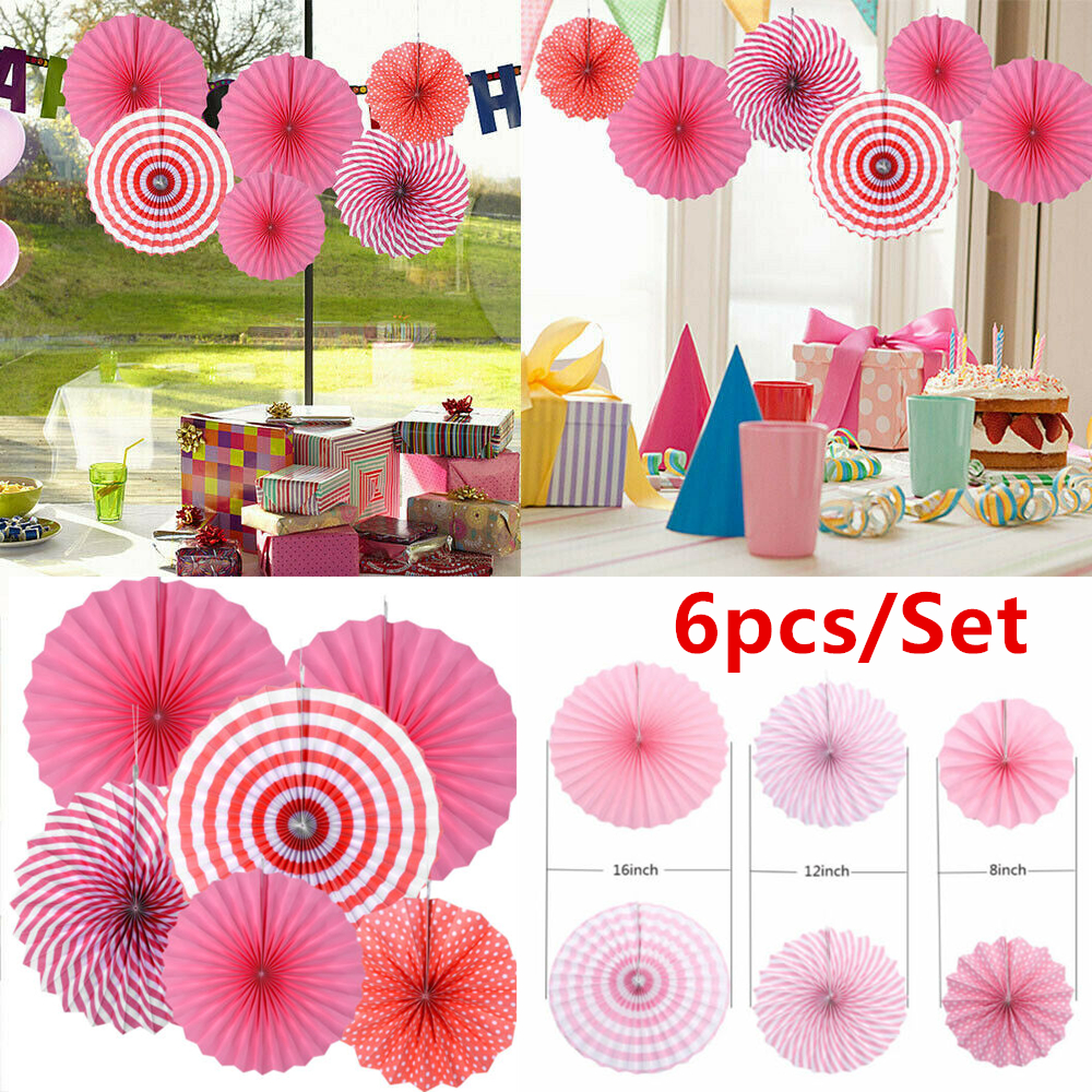 6pcs Set Paper Fan Flowers Wedding Baby Party Garland Tissue Paper