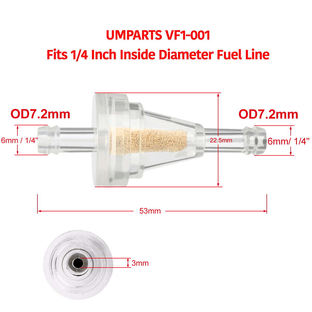 10Pcs Motorcycle Inline Gas Fuel Filter 1/4 inch 6mm Fuel Line Dirt