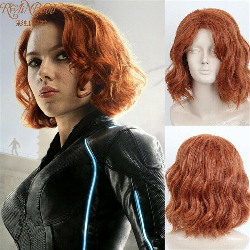 The Avengers Black Widow Brown Short Curly Synthetic Cosplay Hair