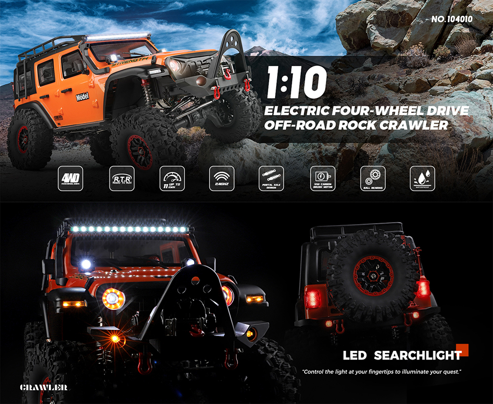 WLtoys 104010 1/10 RC 4WD Off-Road Climbing Car 2.4G Remote