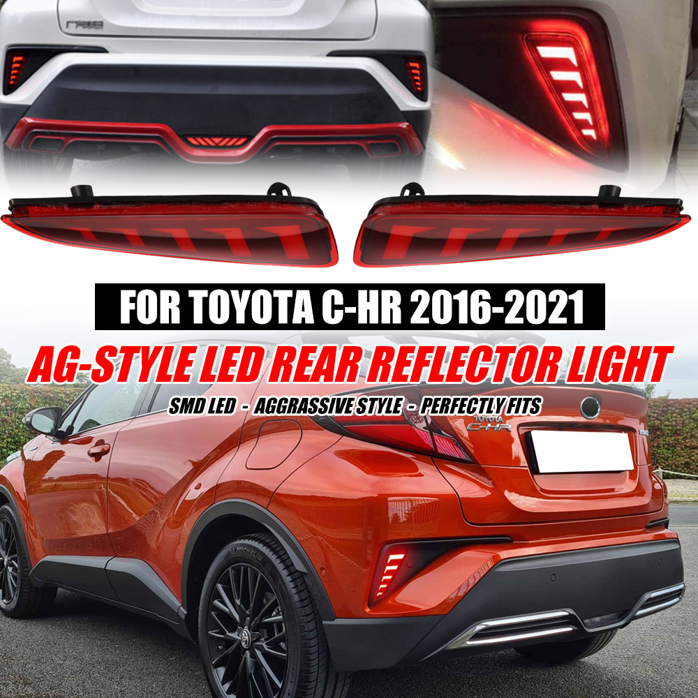 For Toyota CHR C-HR 2016-2022 Red LED Rear Bumper Tail Brake Light