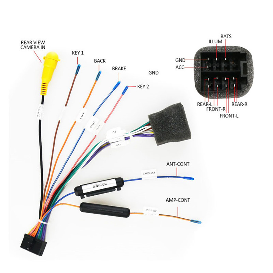 Car Stereo 20 Pin Iso Wiring Harness Connector With Rear