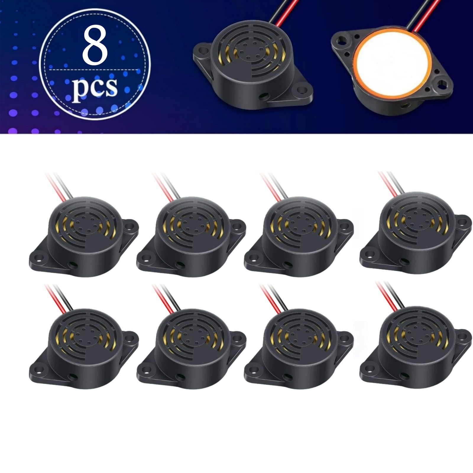 Aktiver Piezo-Summer 3-24V 2er-Set Elektronischer Summer 3–24V DC – Aktiver Piezo Buzzer 95dB, Dauerton, Für Alarm & DIY-Projekte Aktiver Piezo-Summer 3-24V 2er-Set Elektronischer Summer 3–24V DC – Aktiver Piezo Buzzer 95dB, Dauerton, Für Alarm & DIY-Projekte