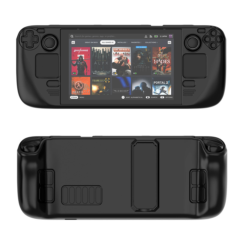 Custodia protettiva colorata Adatto per Steam deck Materiale PC Custodia protettiva a copertura totale con supporto Sensazione di pelle-amichevole Accessori per console di gioco (pink