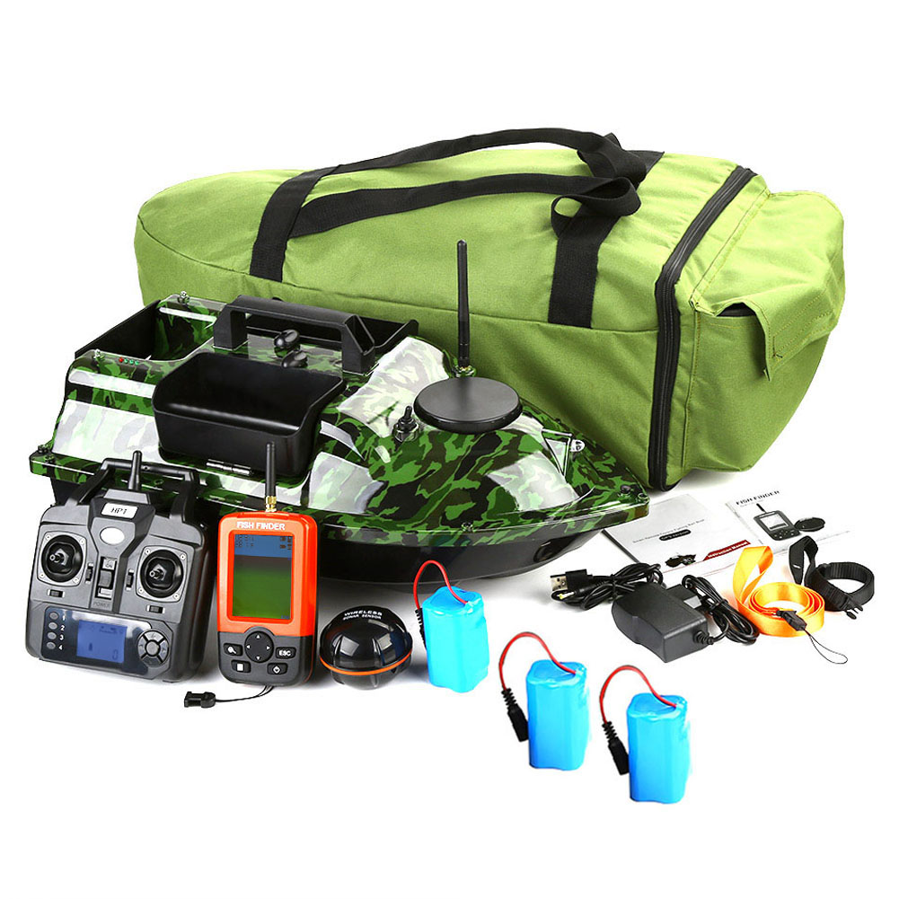 500M Angeln Köderboot 3 Trichter GPS Fischfinder Sonarsensor,Tasche,Batterien