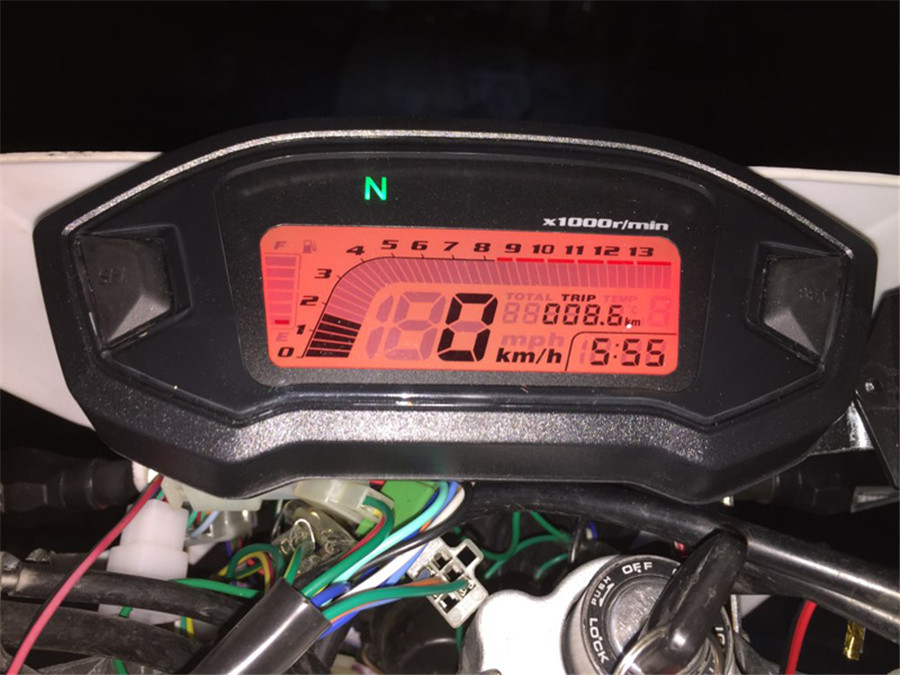 Digital Motorcycle Combo Gauge Kit Speedometer Tacho Odo N