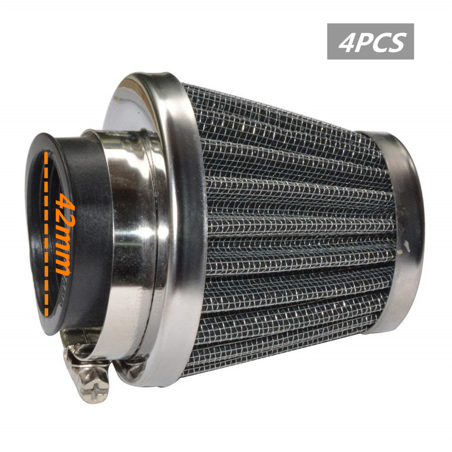 4x 42mm Inlet Round Cone Air Filter Intake Pods Scooter Motorized Bike ...