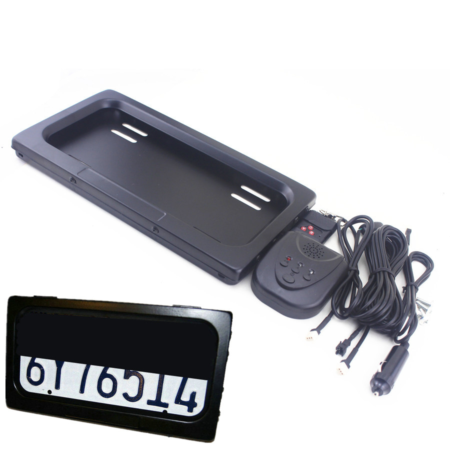 Auto Car Electric License Plate Cover Bracket Remote Occlusion US Hide