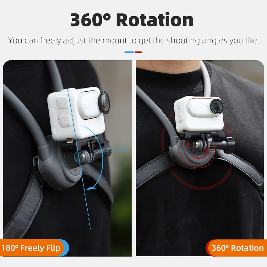 ZEPIZ Action Camera Neck Mount For DJI Osmo Action 5 Pro/4/3 - Adjustable, Hands-Free POV Recording