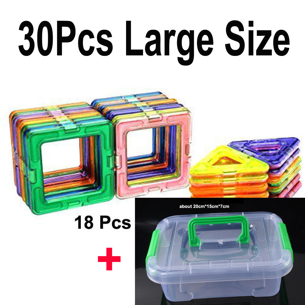 50st Magnet Spielzeug Magnetbaukästen Quadrate Dreiecke Kinder mit Handbuch Box