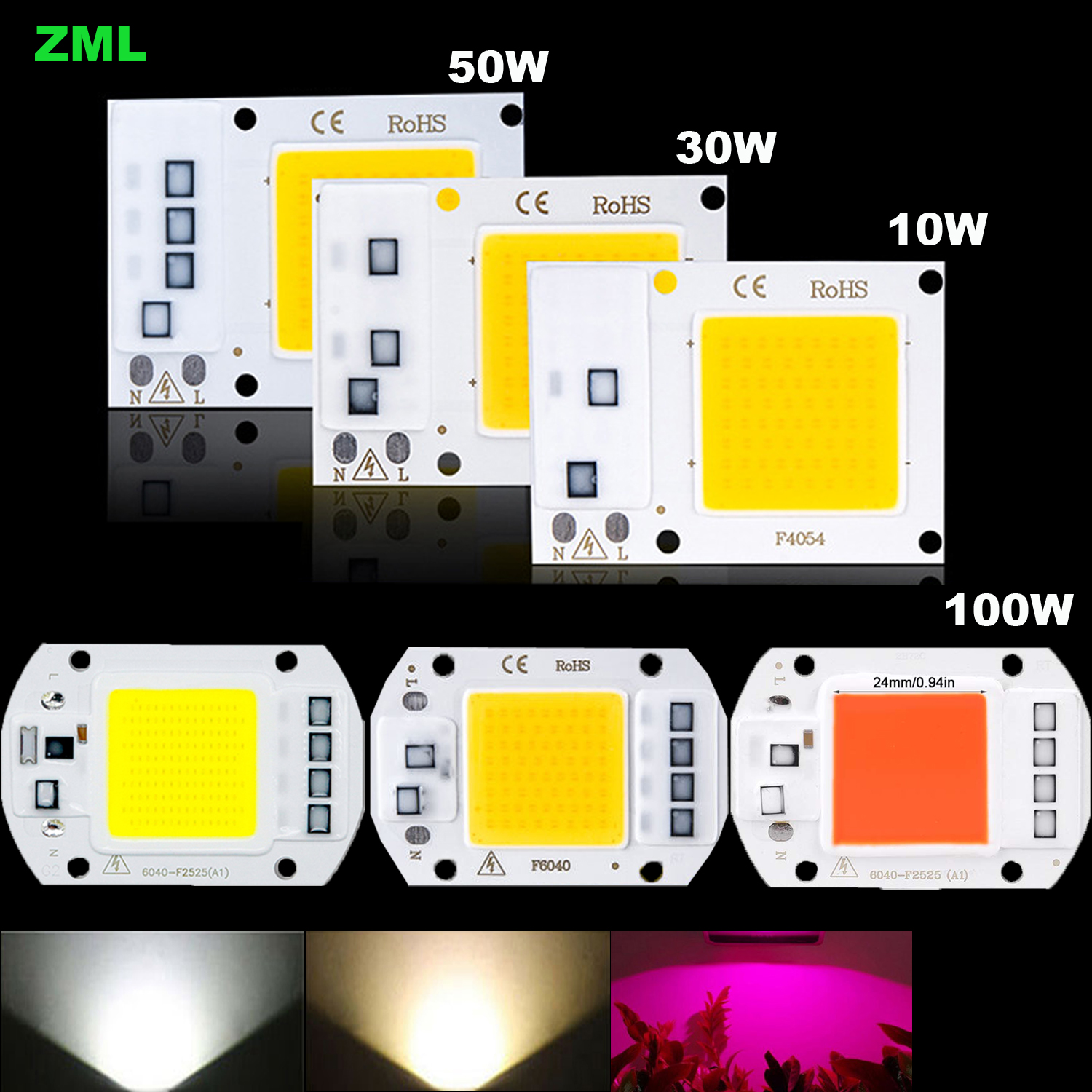 10W 20W 30W 50W 100W LED SMD Chip Lampada Proiettore Spotlight Bulb Cob Bead