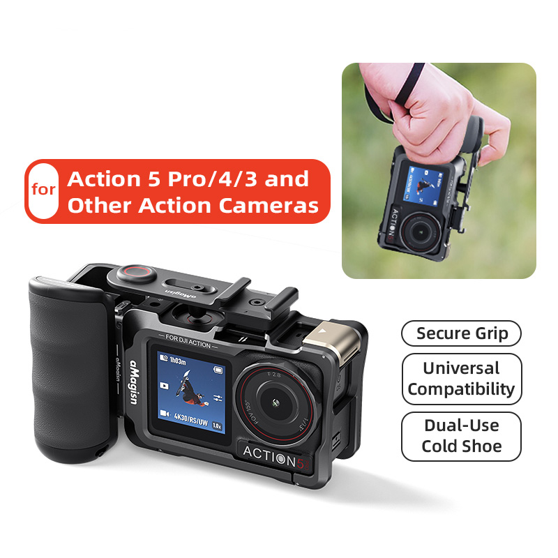 REYGEAK Magnethalterung Für DJI Osmo Action 5/4/3 - CNC Aluminium Grip Kit | Street Photography Zubehör