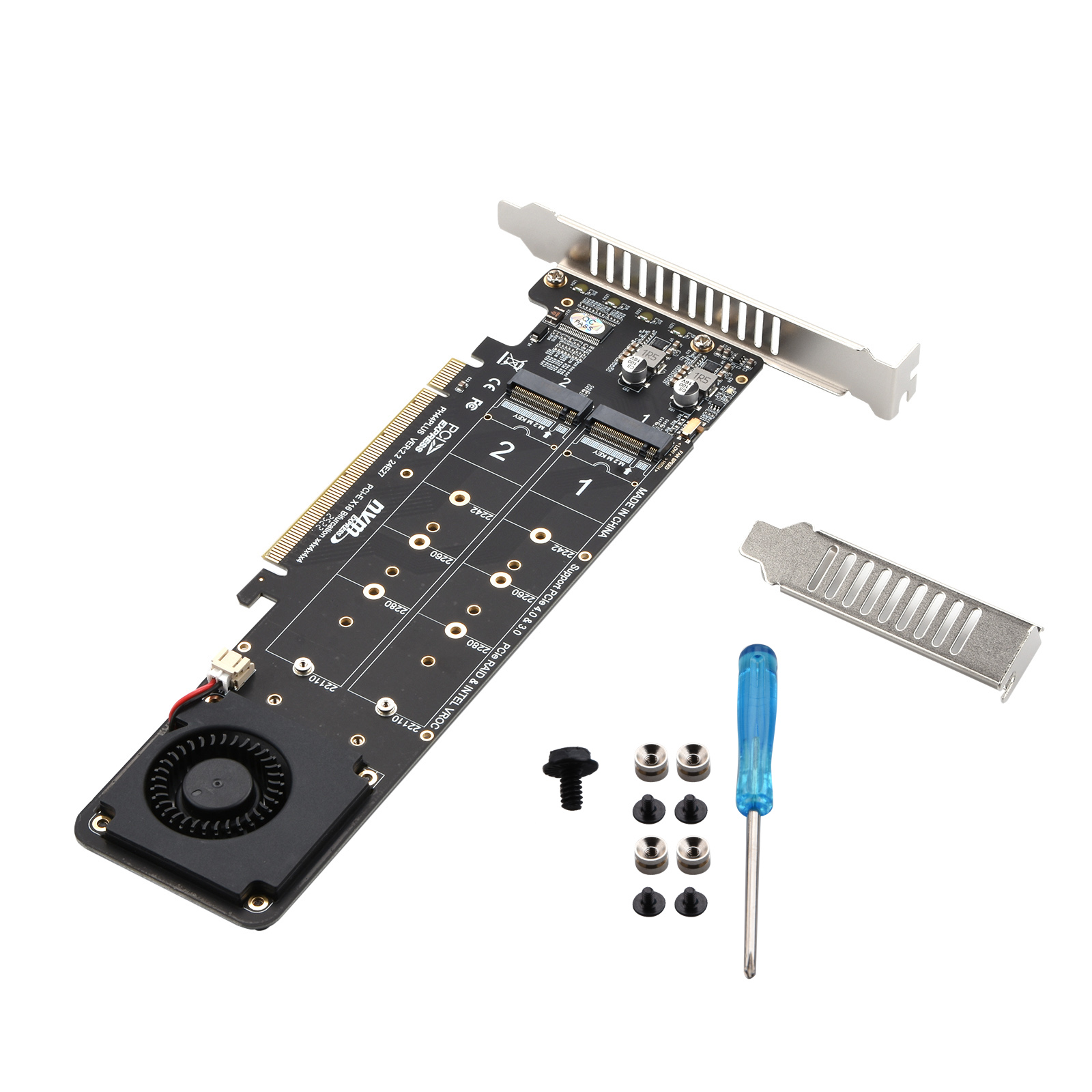 PCIE 4.0 x16 To M.2 M-Key NVME SSD Expansion Split Card Supports 4