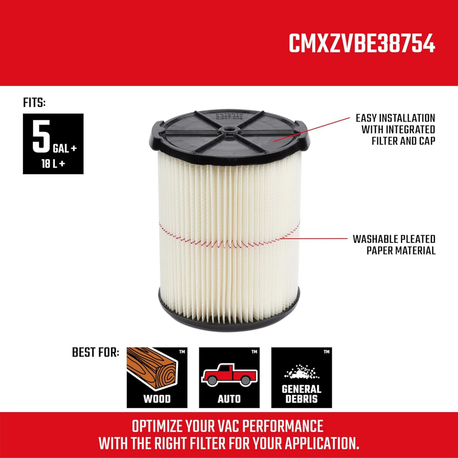 CMXZVBE38754 Vacuum Cleaner Filter For Craftsman Vacs Made 1988