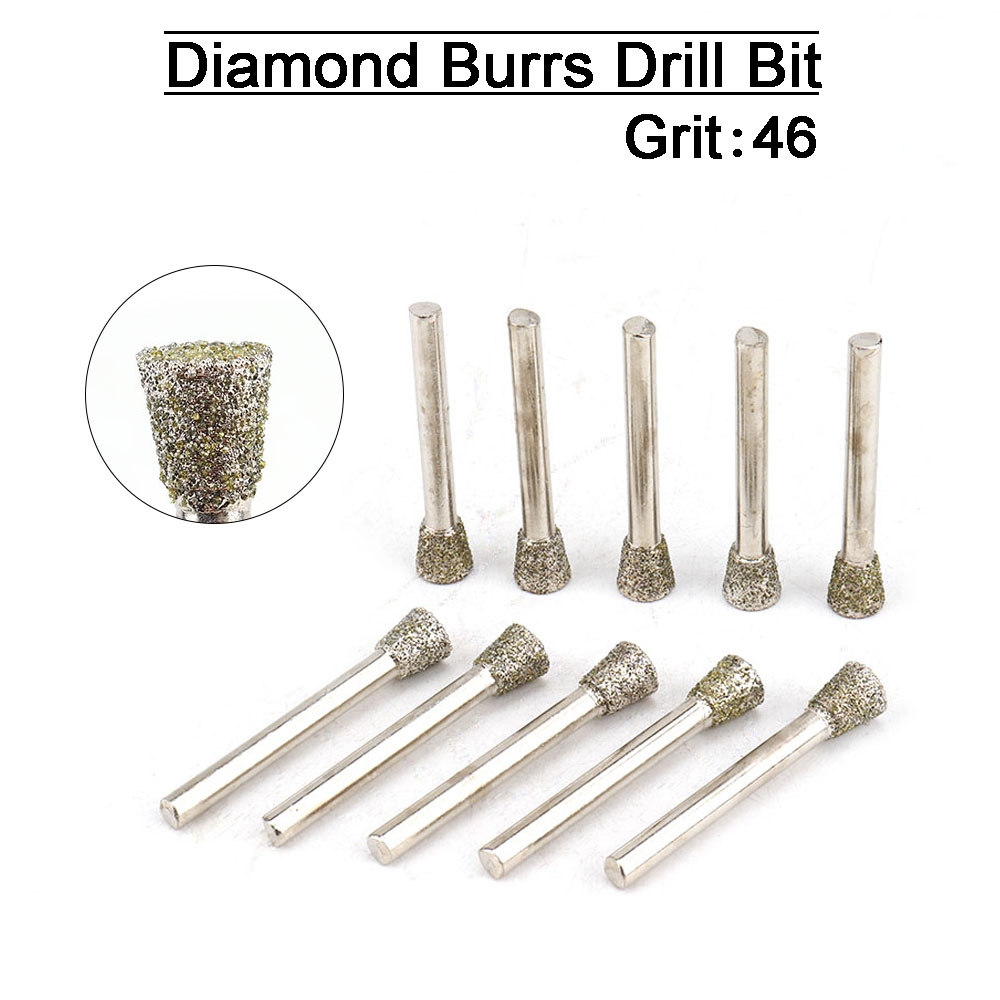 10 Pcs Diamond Grinding Head Cone Shape For Metal Surface Grinding Polishing new