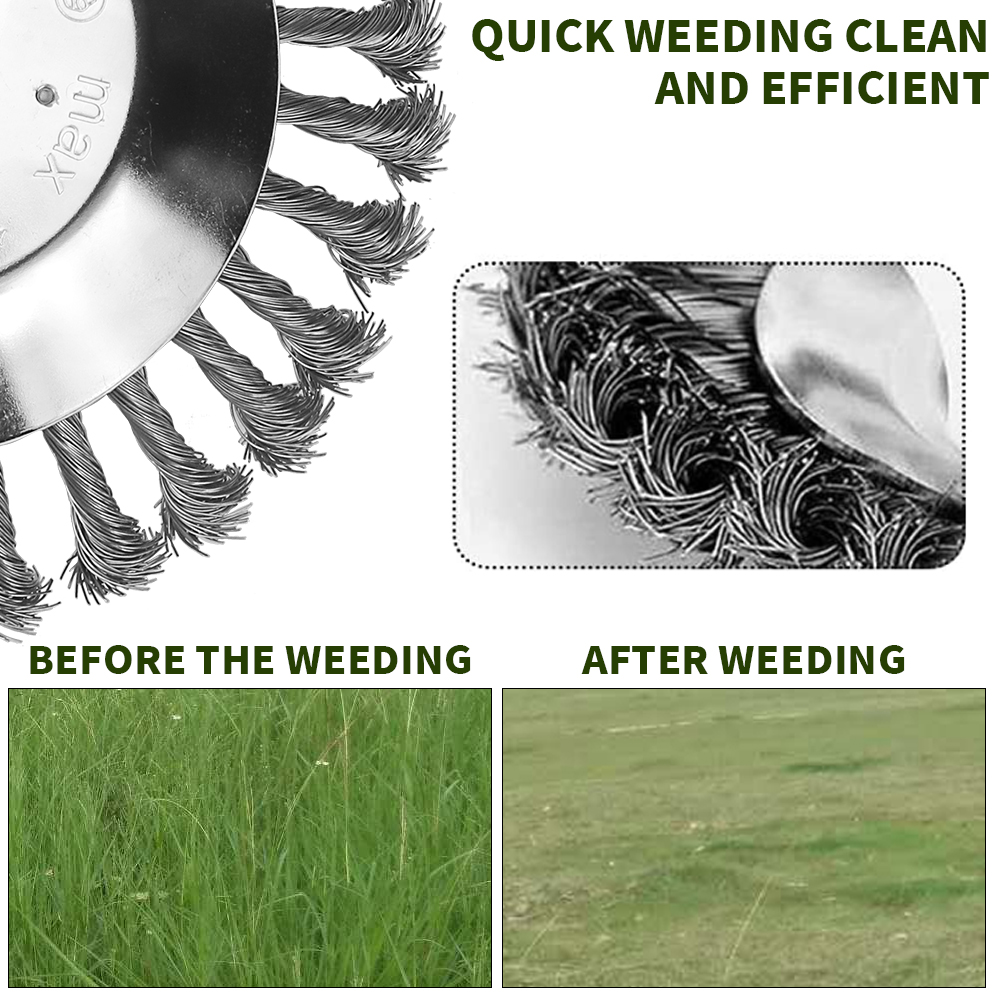 Creabest Steel Wire Weed Brush – Trimmer Head Kit With Adapter, Fits Straight Shaft Trimmers