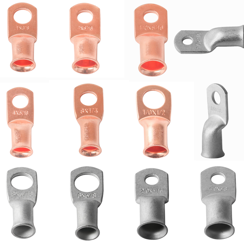 Kuzavtye 1/0 AWG Bare Copper Ring Terminals – 10 Or 30 Pack – Battery & Welding Cable Lugs