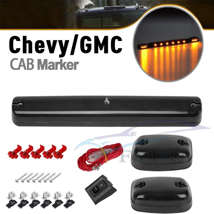 3X Smoke LED Roof Running Lights Cab Marker For 07-14 Chevy Silverado