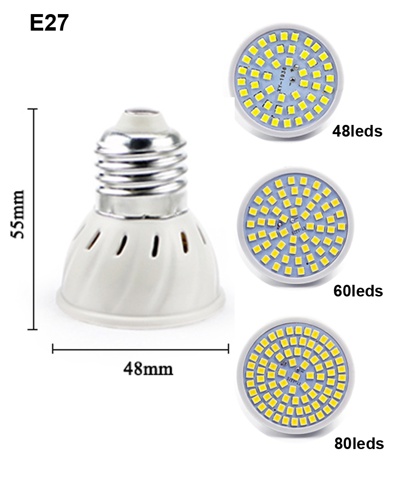 LED Bulb 5W 8W 10W E14 GU10 MR16 E27 Downlight Lamp 220V 2835SMD COB  Spotlight