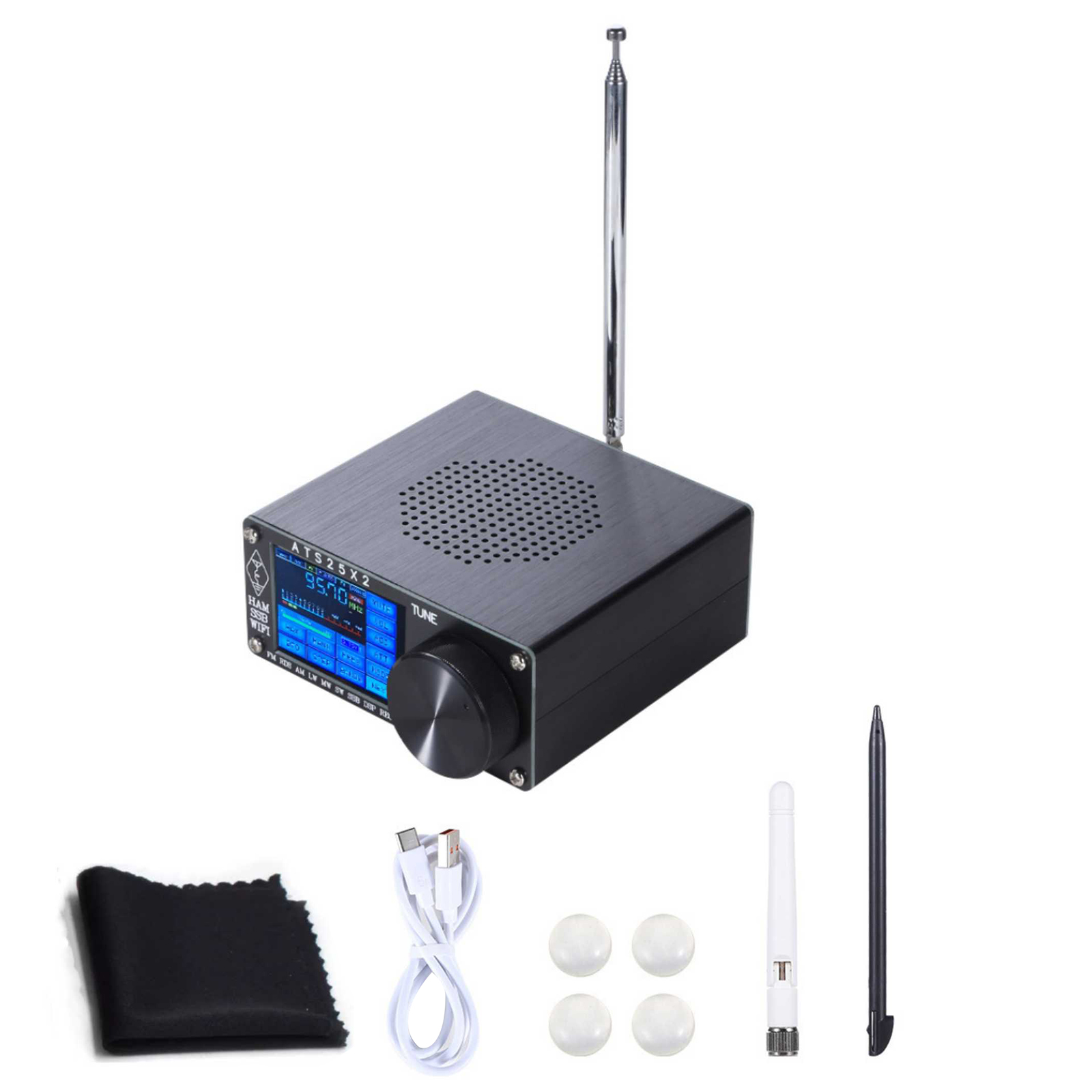 Verbeterde ATS-25Max v5.2b alle banden SI4732 ontvanger draagbare 2,4 inch FM AM LSB USB LW SSB kortgolf kleur touchscreen aluminiumlegering 3000 mAh batterij grote luidspreker fijn geluid