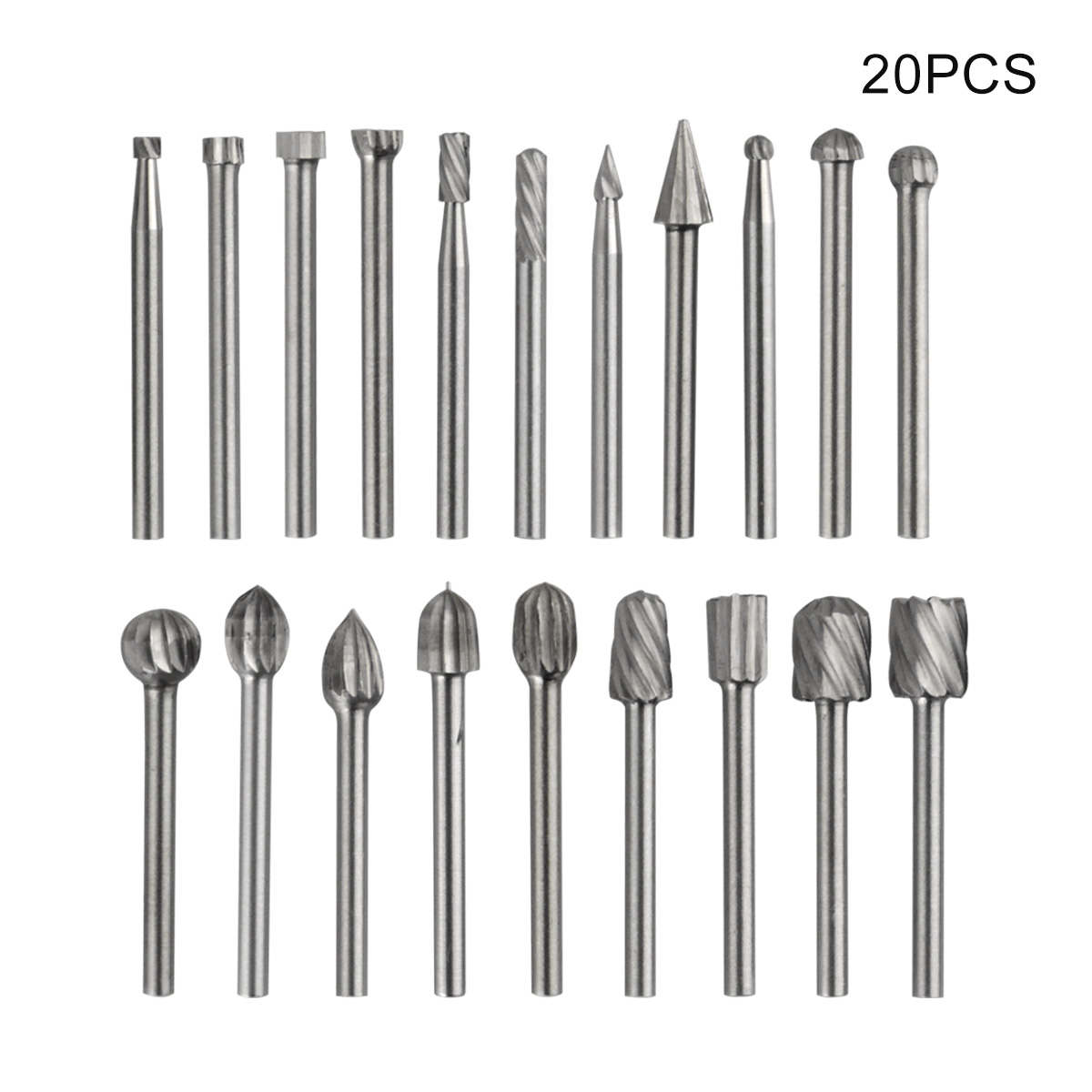Engraving Router Bit Carving Bits, 20 PCS HSS Rotary Tool Accessories  Rotary Bits Burr Set with 1/8''(3mm) for DIY Woodworking, Carving,  Engraving, Drilling 