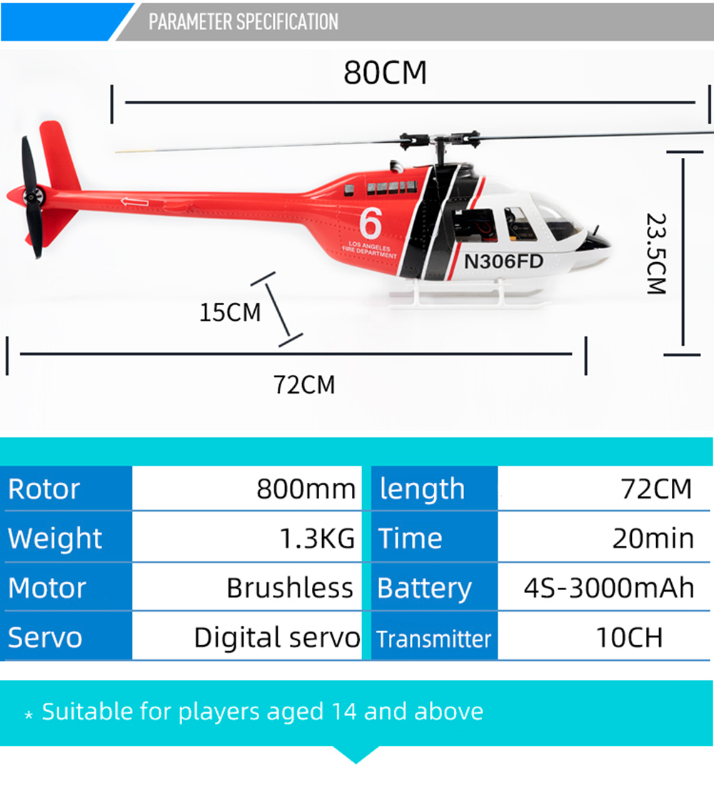 FLY WING Bell-412 V4 470 Class RC Helicopter - 2.4G 6CH Brushless Mili - Makerfi