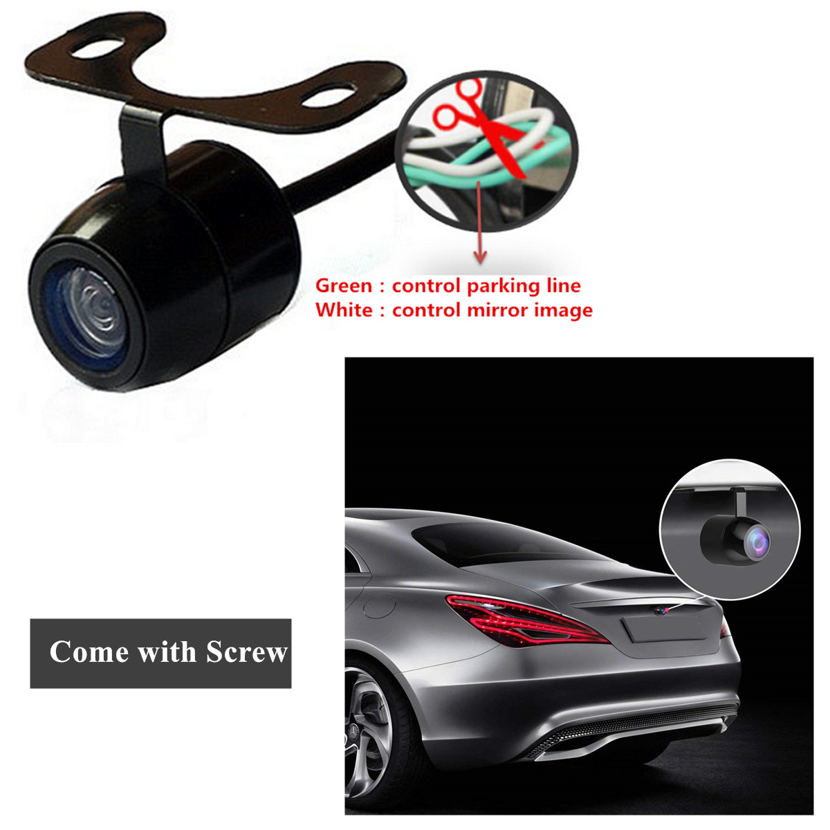 170 Degree Waterproof Car Front Side Rear View Reverse Parking Backup CCD Camera