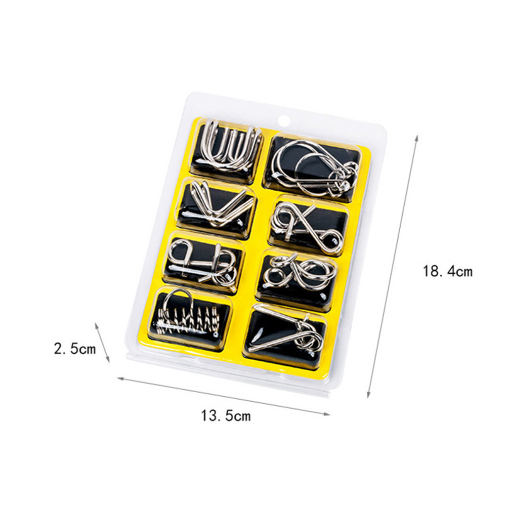 8 IN 1 Metal Craft Chinese Ring Puzzle IQ Brain Teaser Kid