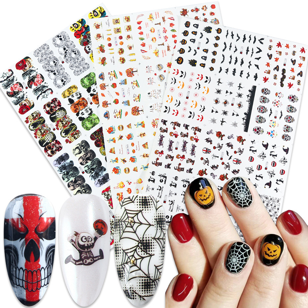 Halloween Nail Art Stickers Skeleton Water Transfer Decals Nails Foil Decoration Ebay