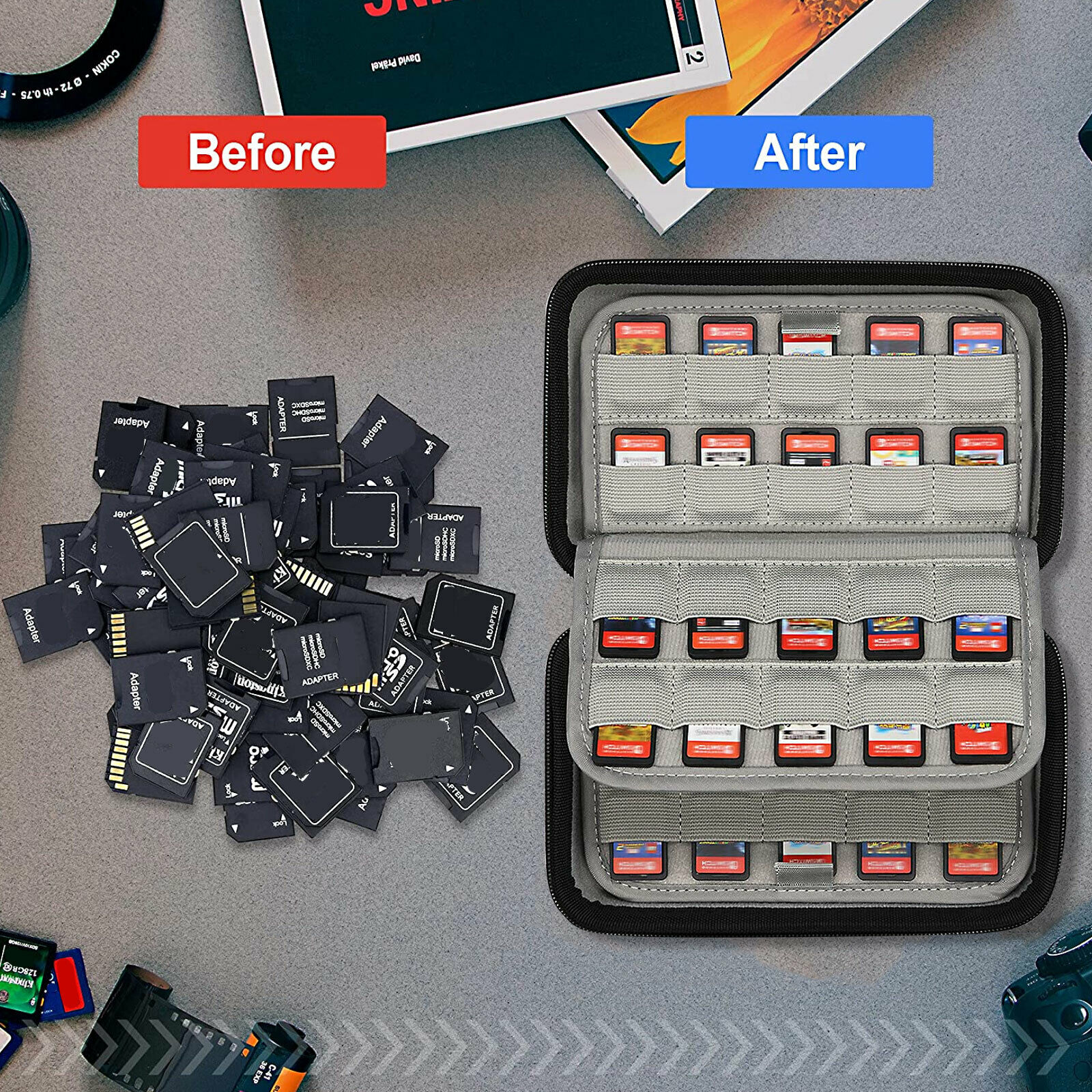 80-Slot Game Cartridge SD Card Holder Bag Storage Case for