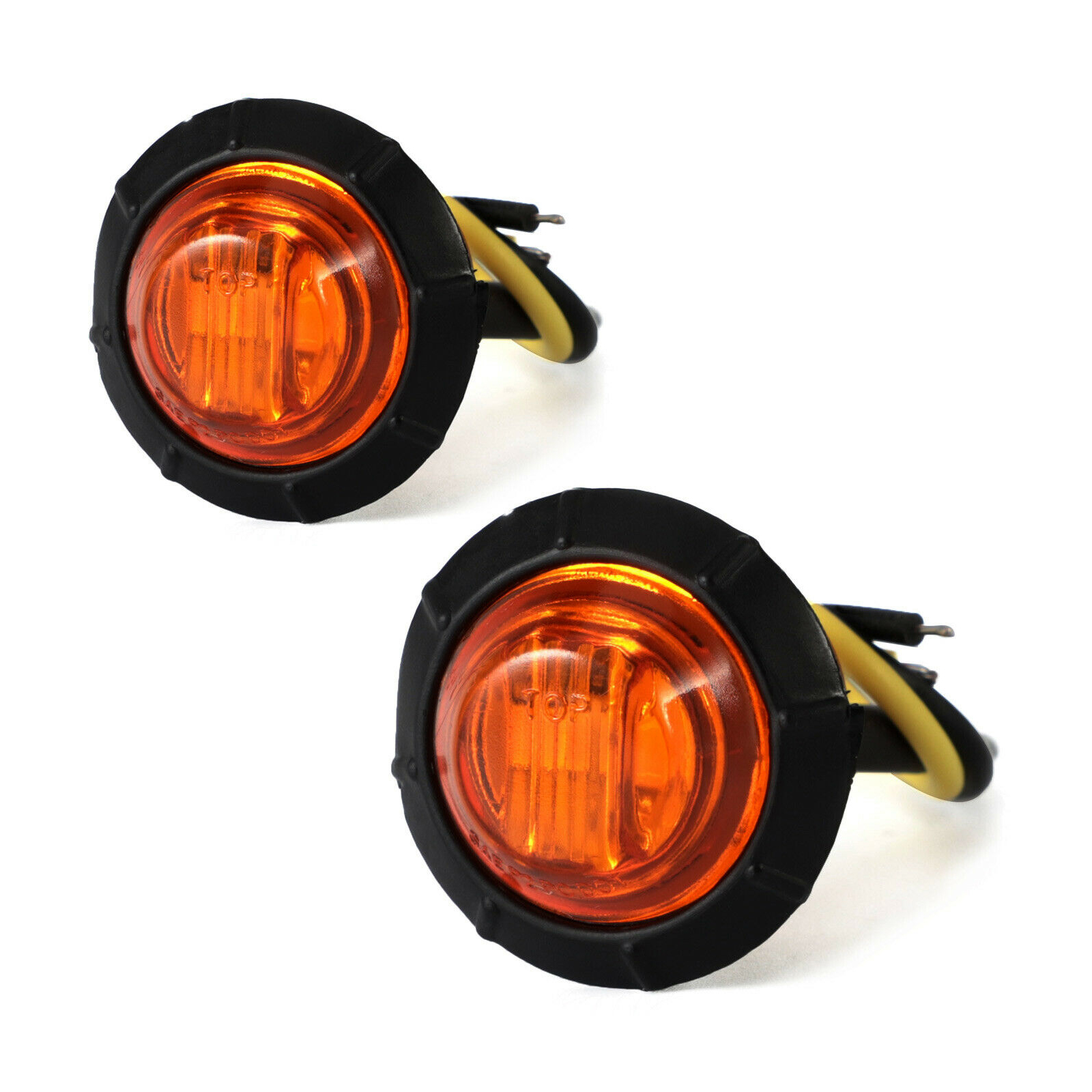 10 Pack Amber LED Side Marker Lights – 3/4" Round Button Lights For Trucks, Trailers, SUVs & Boats
