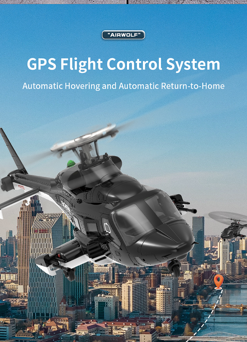 YUXIANG F02S Airwolf 9CH 2.4G GPS 3D Optical Flow Positioning RC