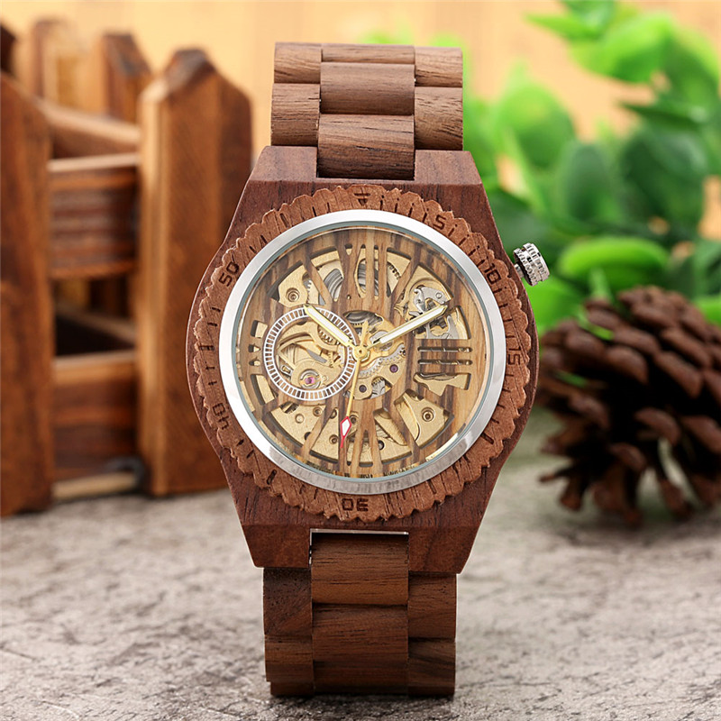 Luxury Wood Mechanical Watches Men Wooden Automatic