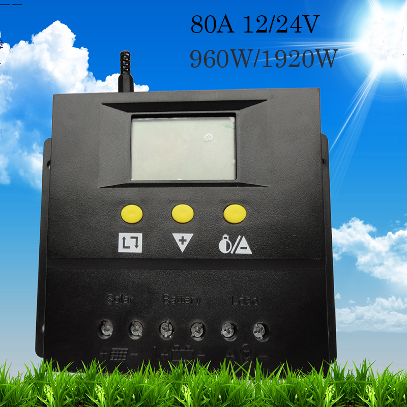 80A Solar Charge Controller 12V/24VDC PWM Battery Charger Regulator 960W/1920W