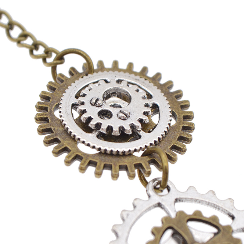 Steampunk Gothic Gear Clock Pendant Chain Necklace Retro Style