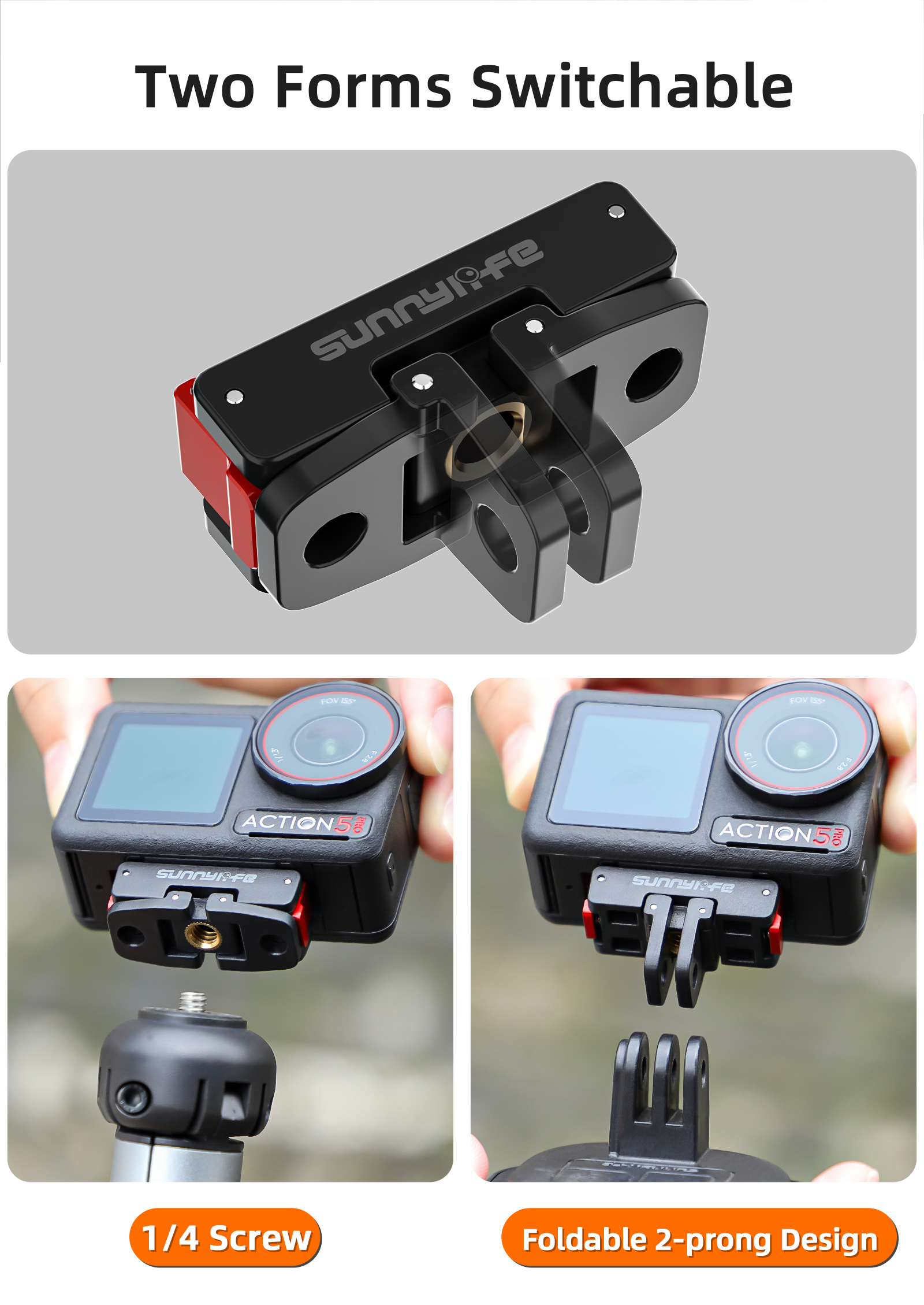 For DJI DJI Osmo Action 5 Pro/ 4/3/2 Camera Magnetic Adapter Quick