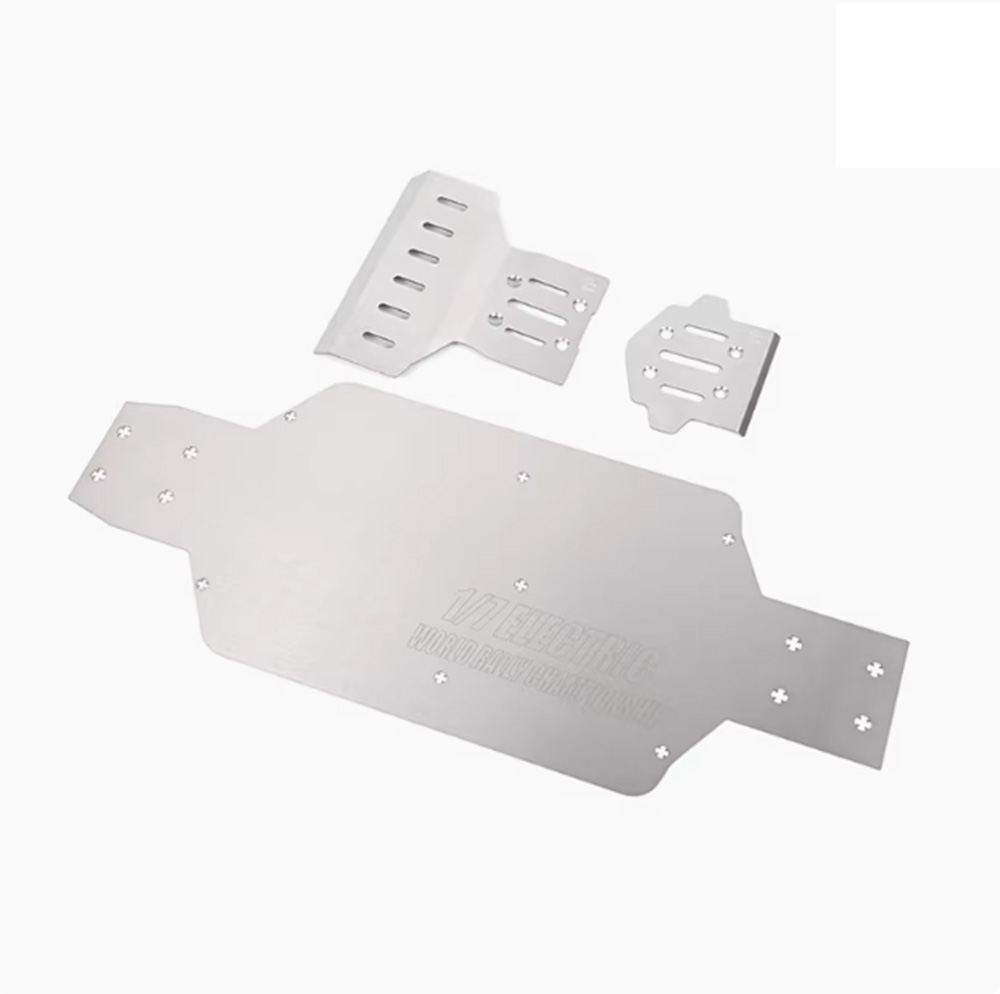 XBERSTAR Set Protezione Telaio In Acciaio Per MJX Hyper Go 7303 1/7 – Piastre Antiscivolo Anteriori E Posteriori - 2