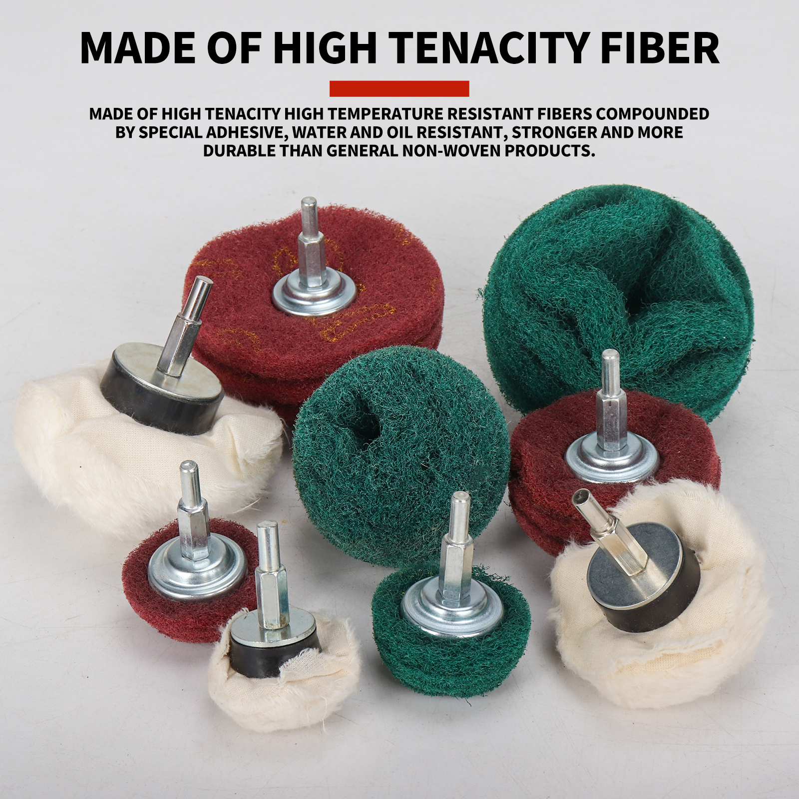 FPPO XFYL50T 42 stuks 1 Inch Radiale Varkenshaar Disc Kit met 3 mm schacht voor Rotary Tools, Detail Schurende Wiel voor Sieraden Hout Metaal Polijsten, Varkenshaar Wiel met Grit 80-2500