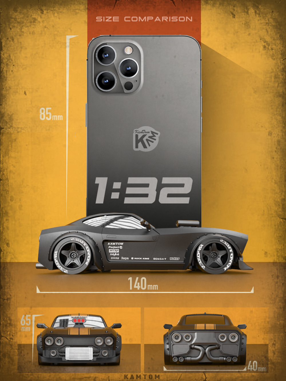Kamtom 1 :32 Scale RC Drift Car 4WD High Speed Racing Car