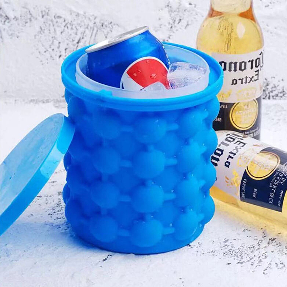 Large Ice Cube Maker Genie Silicone Wine Ice Bucket Big Ice Cube Tray Mold  Cup
