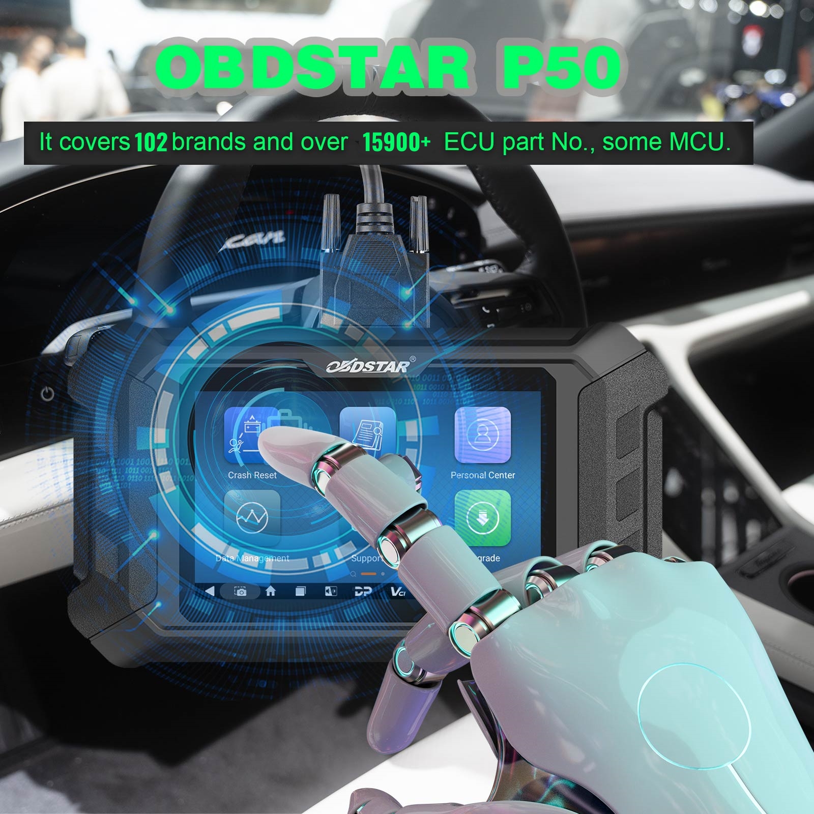 OBDSTAR P50 SRS Reset Tool With CAN FD Adapter Cover 108 Brands