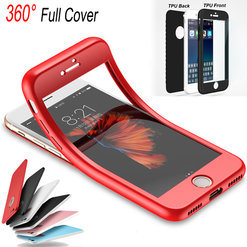 Details about 360°Rubber TPU Full Body Cover Shockproof Phone Case Bag For iPhone 6 6S 8 Plus
