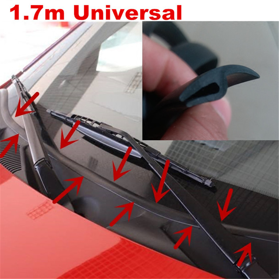 Black 1.7m Plastic Panel Under Windshield Wiper Rubber Sealing Strip