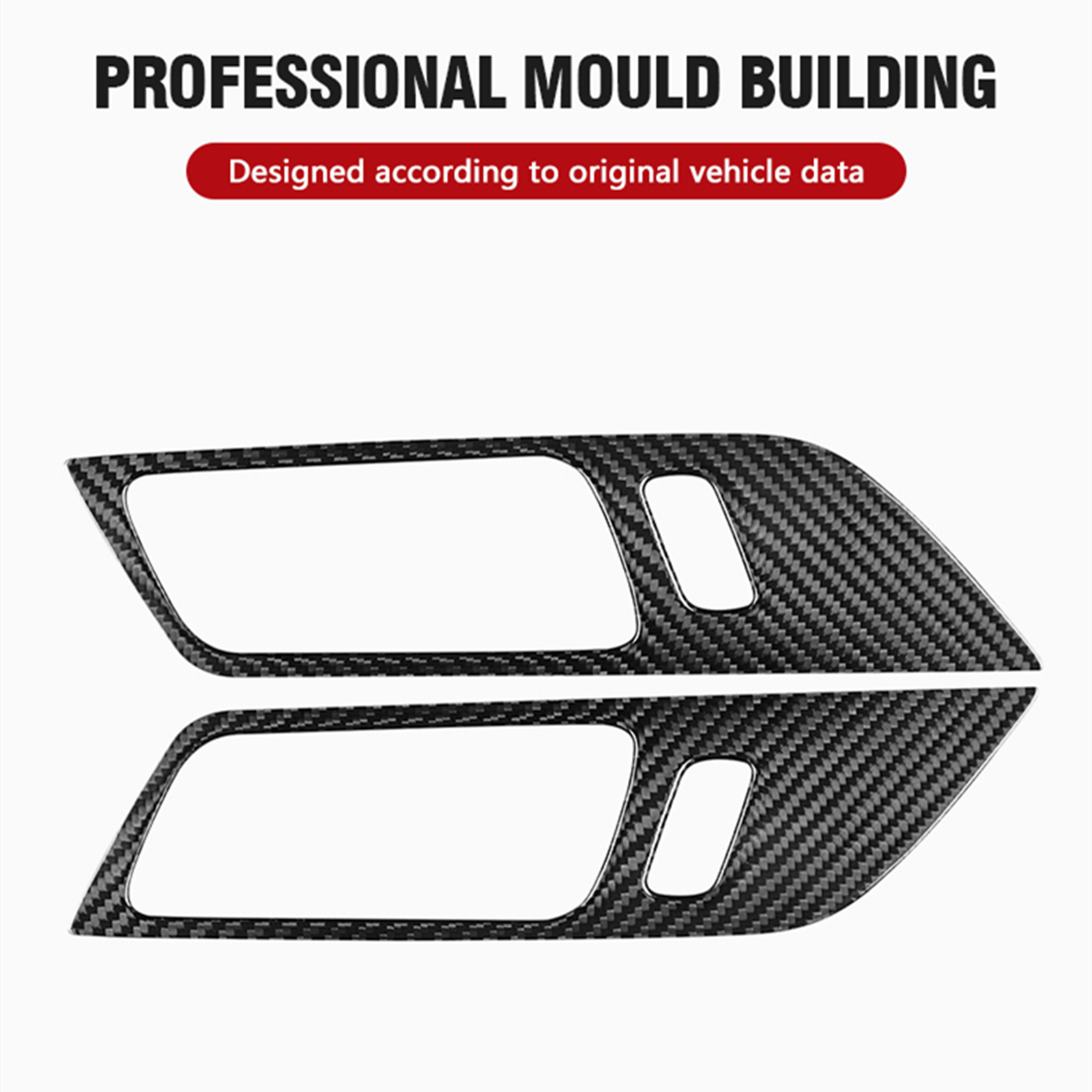 Dry Carbon Fiber Inner Door Handle Cover Trim Panel For Ford
