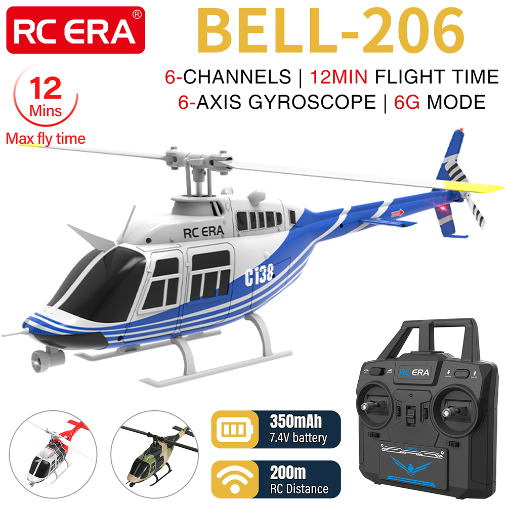 RC ERA RC Helicopter 1:33 Bell-206 6CH 6-axis Gyro Remote